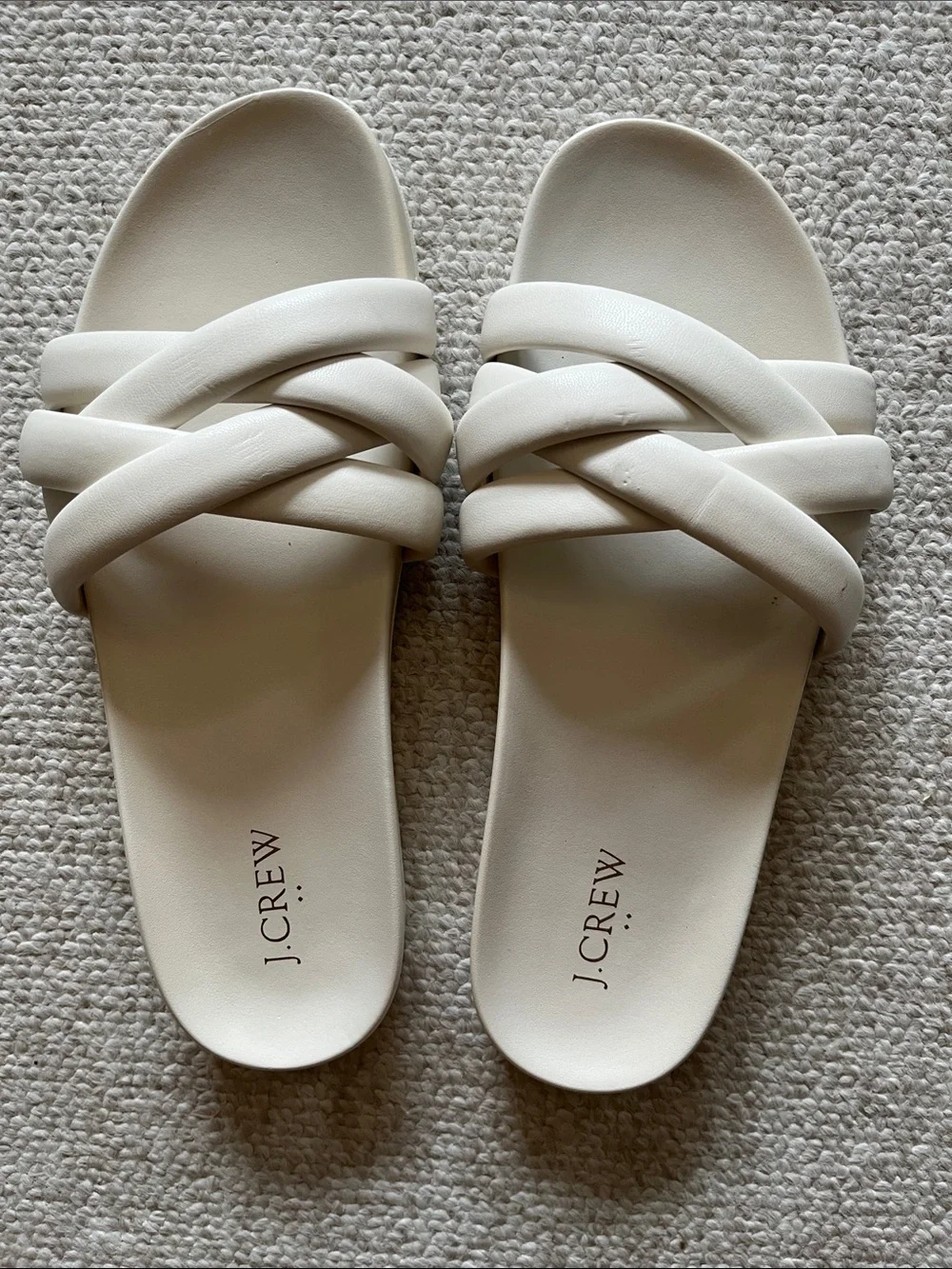 J. Crew Women's Cream Braided Strap Slide Sandals